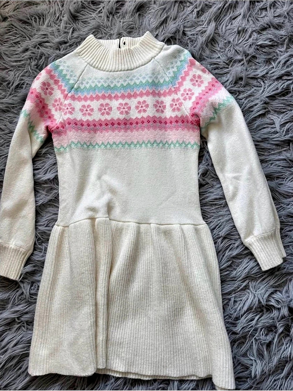 Janie and Jack Girls Fair Isle Knit Mini Dress (Size 8)